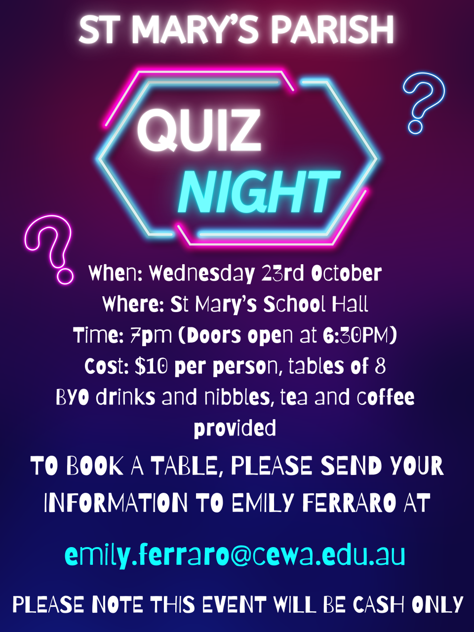 St Mary's Parish Quiz Night